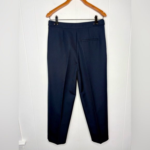 Theory Tapered High-Rise Pant in Wool-Blend Hopsack Navy Blue Women’s Size 6 - Picture 8 of 10